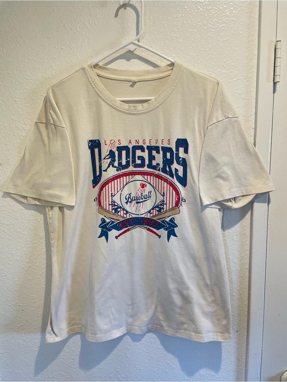 💙 LA Dodgers Game Day Oversized Cream Graphic Tee M ⚾️